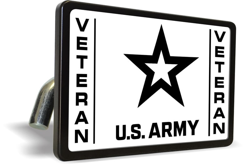 U.S. Army Veteran with Star Logo (WB) - Tow Hitch Cover